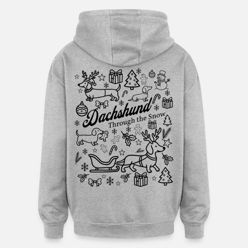 Conception de la neige teckel - Sweat à capuche oversize unisexe - gris chiné