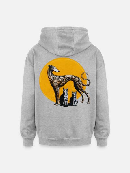 Galgo & Cats Street Art - Rough - Oversized Unisex Hoodie - heather grey