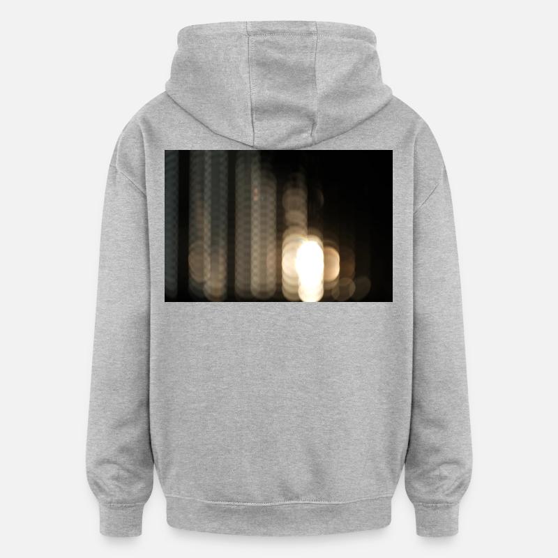 Bokeh nocturne abstrait lumineux - Sweat à capuche oversize unisexe - gris chiné