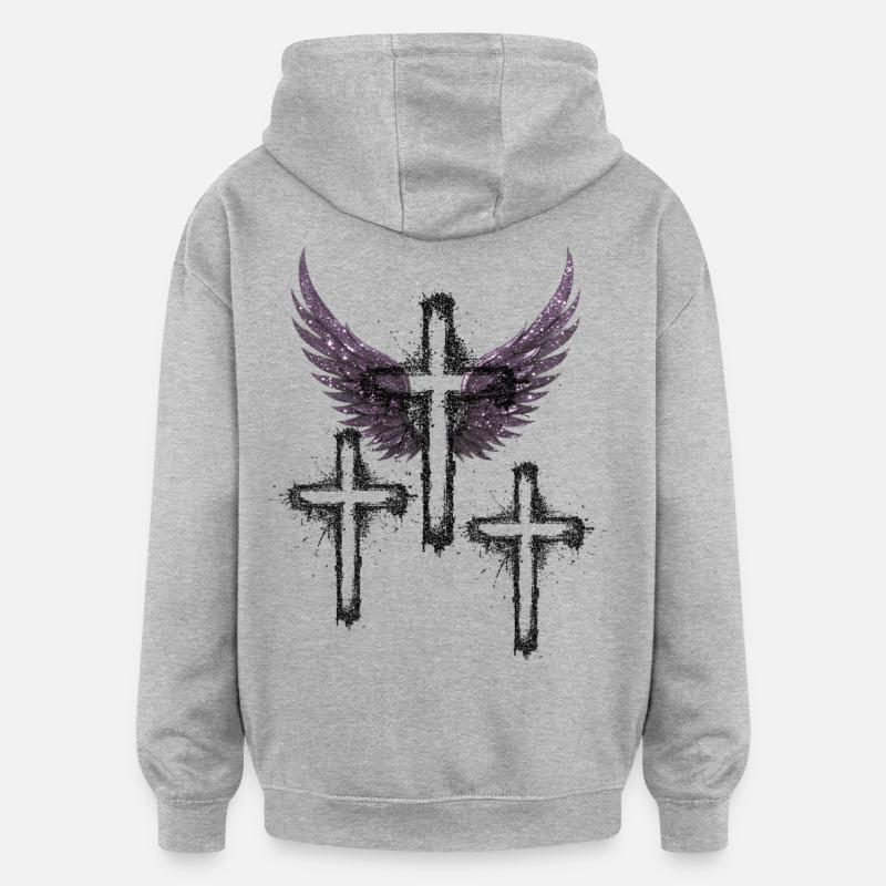 Ailes d’ange – Design esthétique spirituel - Sweat à capuche oversize unisexe - gris chiné