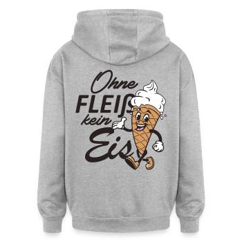 Ohne Fleiß kein Eis - Oversized Unisex Hoodie - Grau meliert - Hinten - Noah (186cm)
