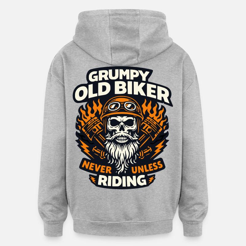 Grumpy old biker - Oversized Unisex Hoodie - heather grey
