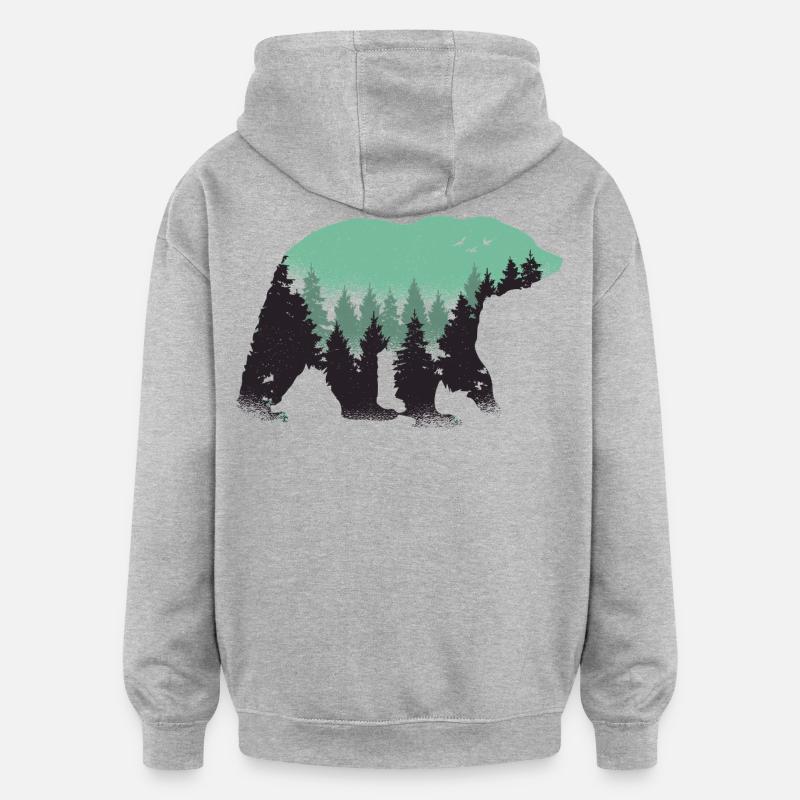 Bär Wald Natur - Oversized Unisex Hoodie - Grau meliert