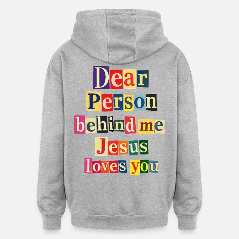 Jesus liebt dich positive Botschaft - Oversized Unisex Hoodie - Grau meliert