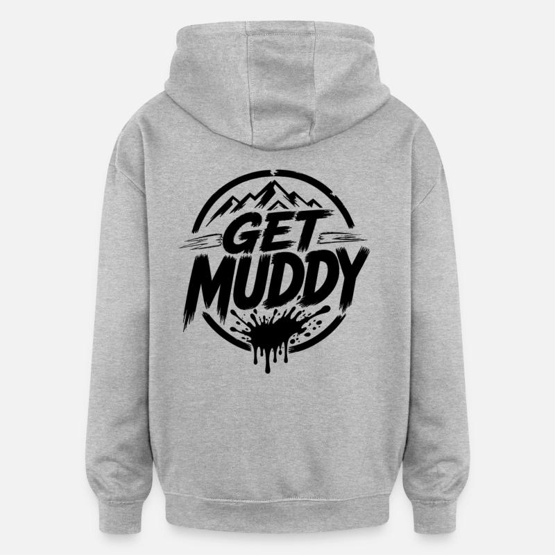 Get Muddy - Logo noir - Sweat à capuche oversize unisexe - gris chiné