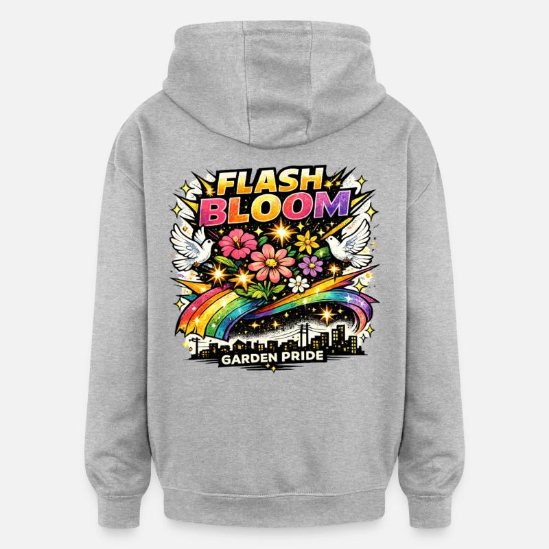 Flash Bloom Garden Pride Blumen Regenbogen - Oversized Unisex Hoodie - Grau meliert