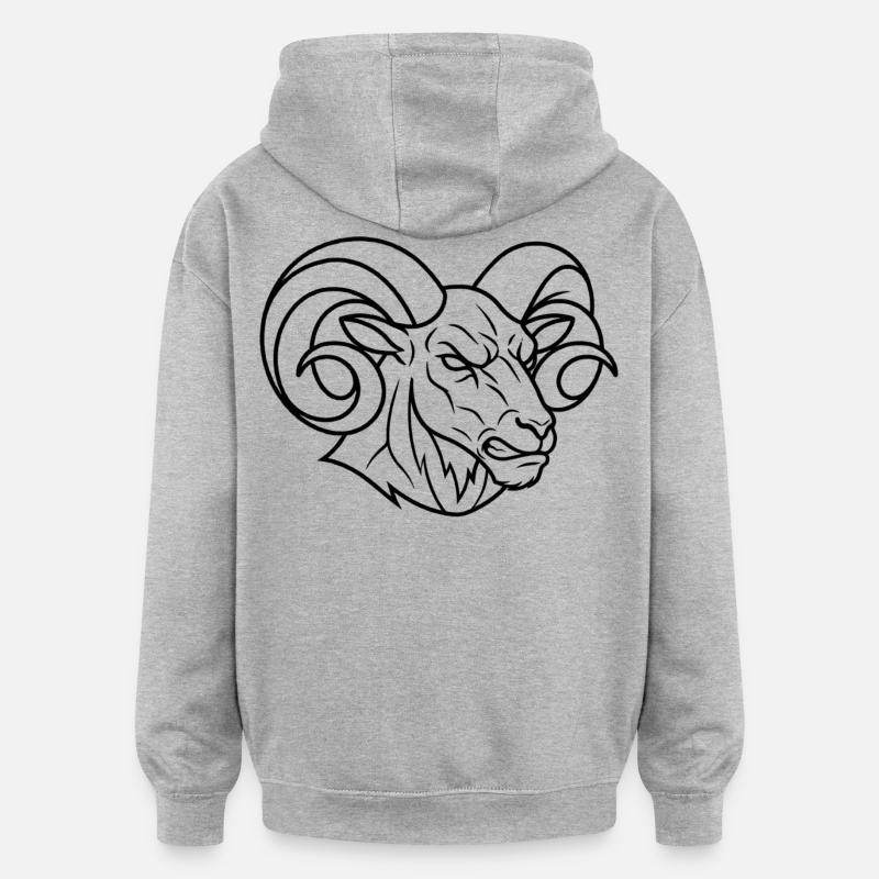 Starker Widderkopf - Oversized Unisex Hoodie - Grau meliert