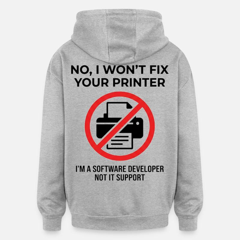 Programmierer: kein IT-Support - Oversized Unisex Hoodie - Grau meliert