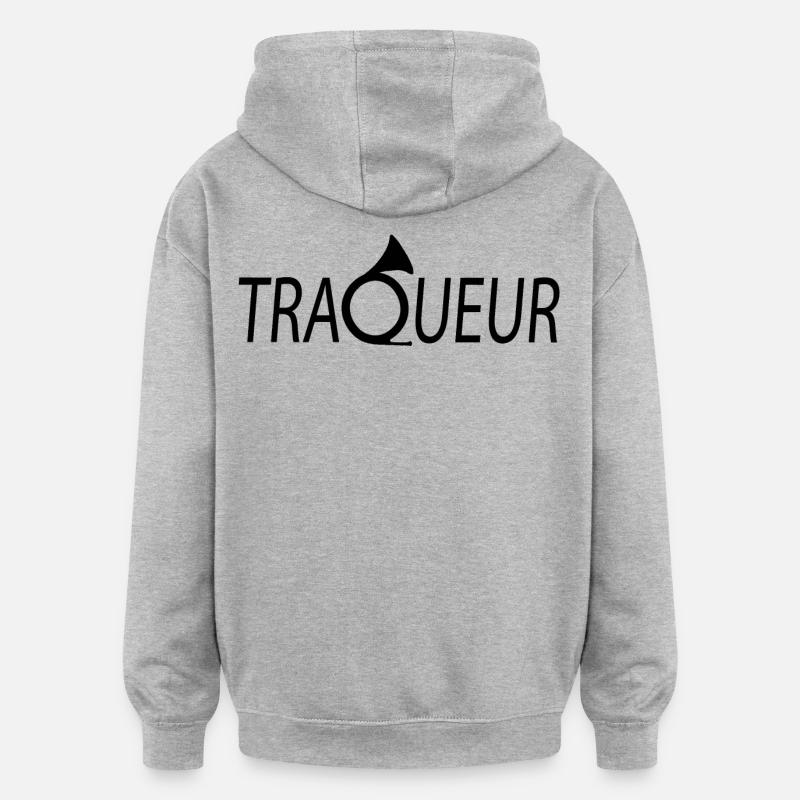 TRACKER T-Shirt anpassbar mit Ihrem Text - Oversized Unisex Hoodie - Grau meliert