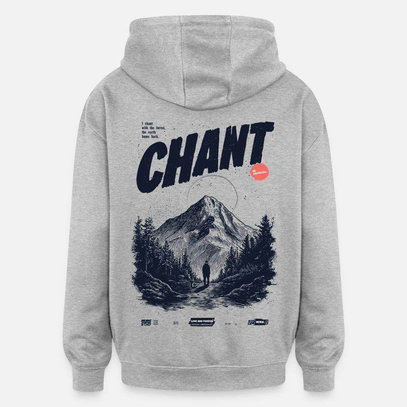 Nature Chant - Sweat à capuche oversize unisexe - gris chiné