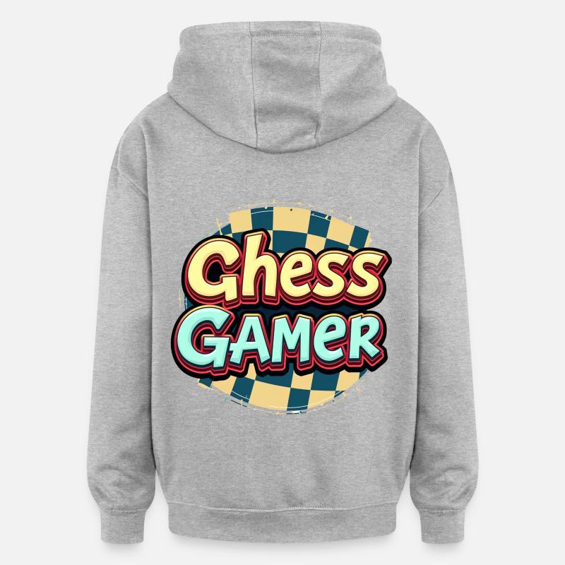 Schach - Joueur d’échecs - Sweat à capuche oversize unisexe - gris chiné