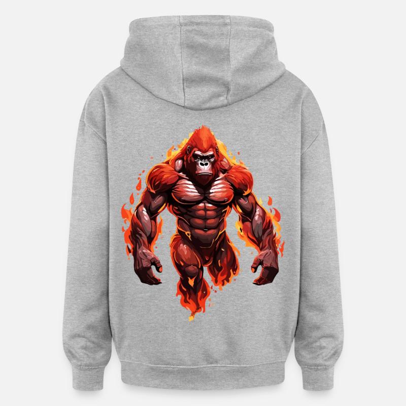 Gorille - Sweat à capuche oversize unisexe - gris chiné