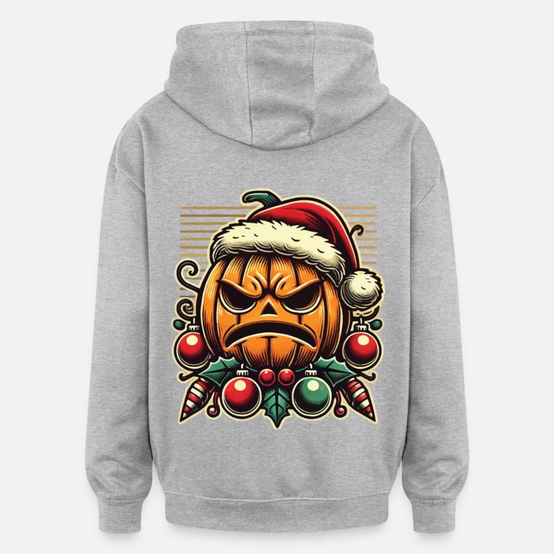 Halloween Noël citrouille plaisir - Sweat à capuche oversize unisexe - gris chiné