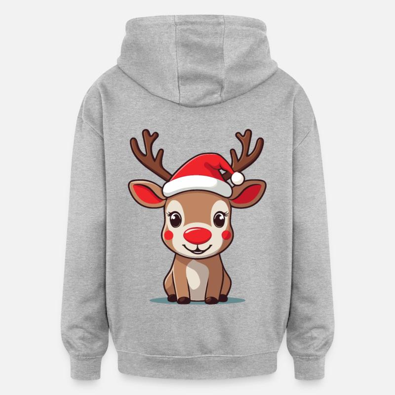 Joyeux renne Noël Photo - Sweat à capuche oversize unisexe - gris chiné