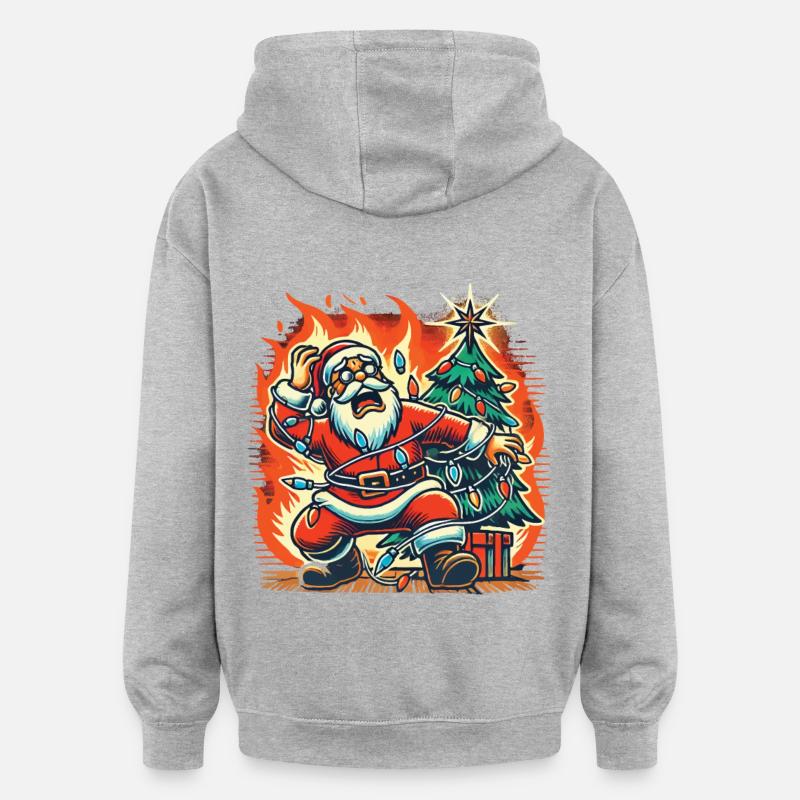 Stromschlag Weihnachtsmann Katastrophe - Oversized Unisex Hoodie - Grau meliert
