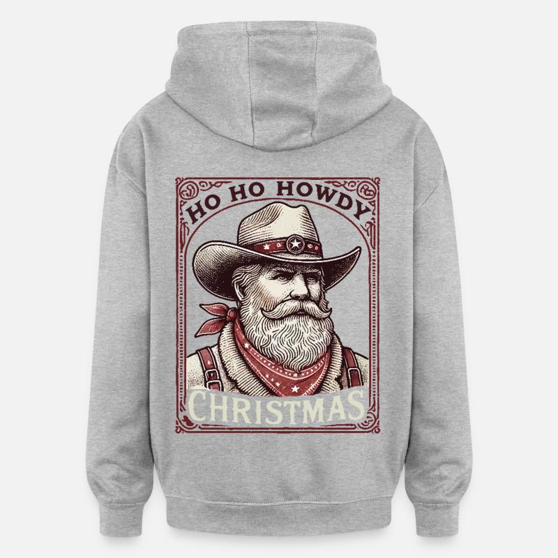 Ho Ho Howdy Noël Cowboy - Sweat à capuche oversize unisexe - gris chiné