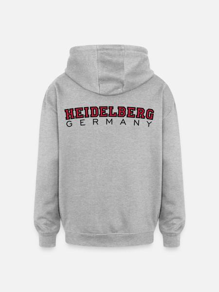 Heidelberg Germany Red/Black - Oversized Unisex Hoodie - heather grey