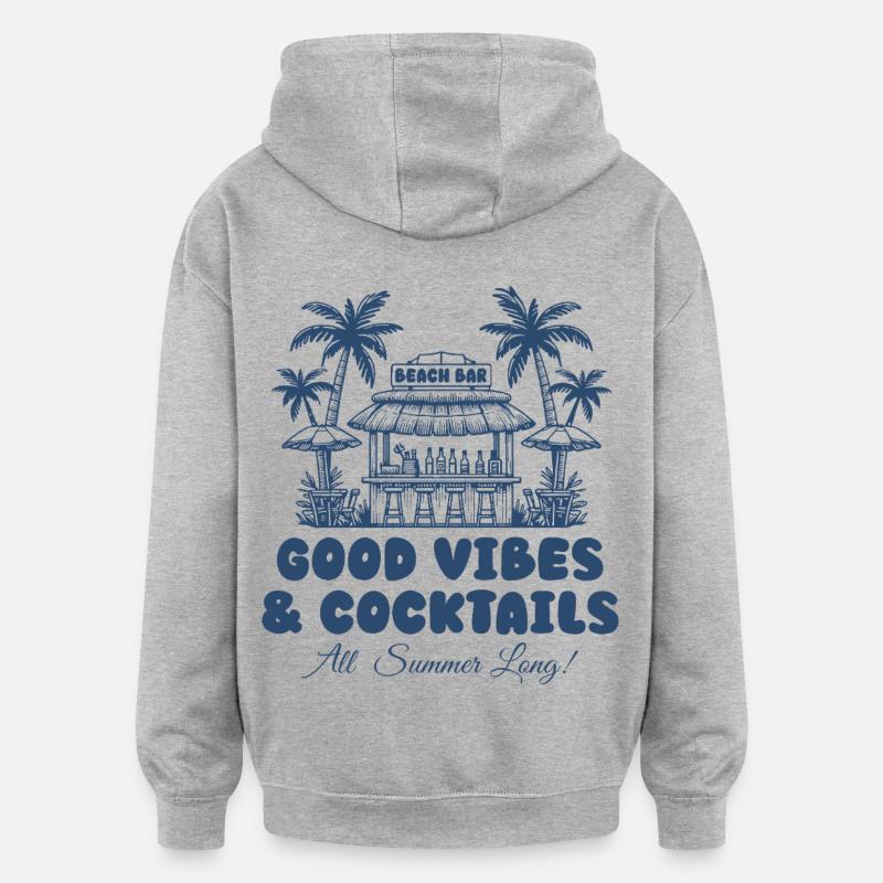 Beach Bar - Summer Vibes & Cocktails - Oversized Unisex Hoodie - heather grey