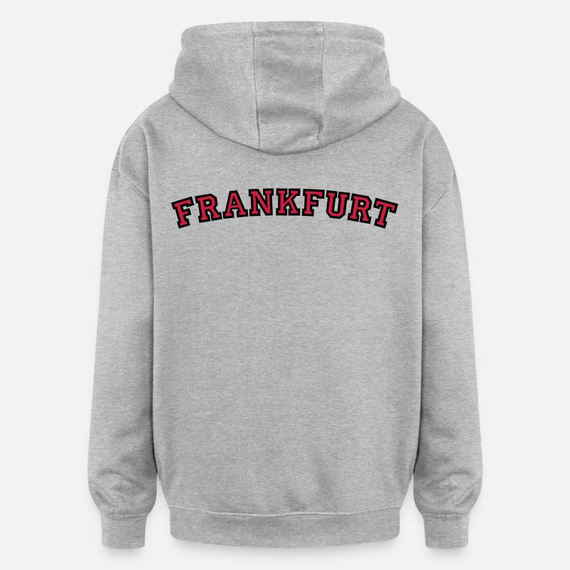 Francfort College Style - Sweat à capuche oversize unisexe - gris chiné