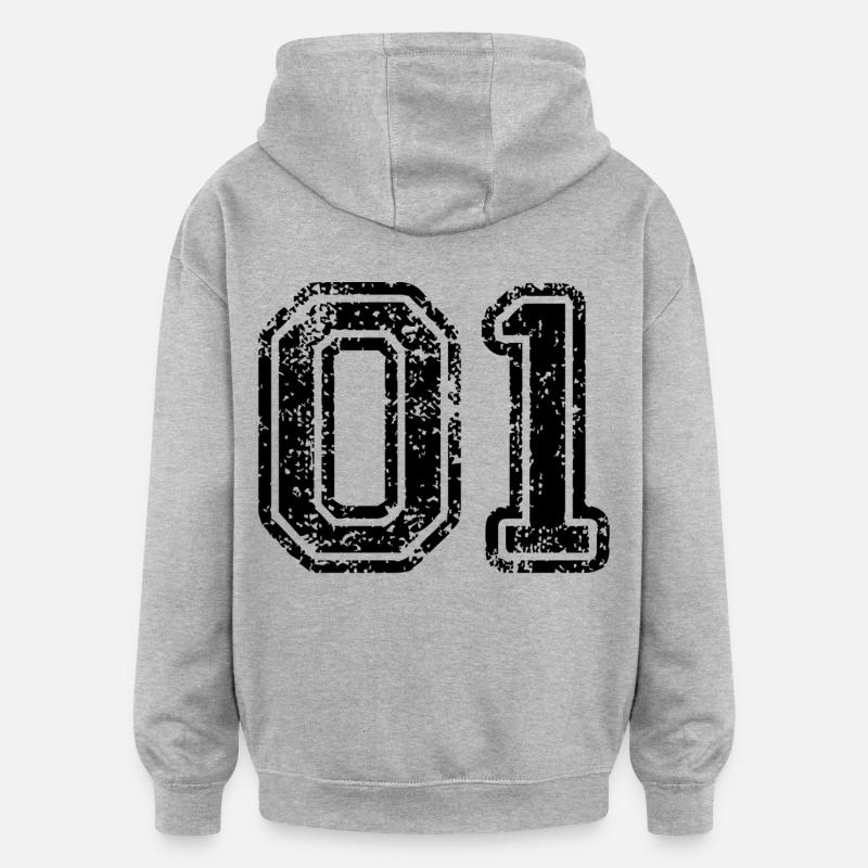 01 - Sweat à capuche oversize unisexe - gris chiné