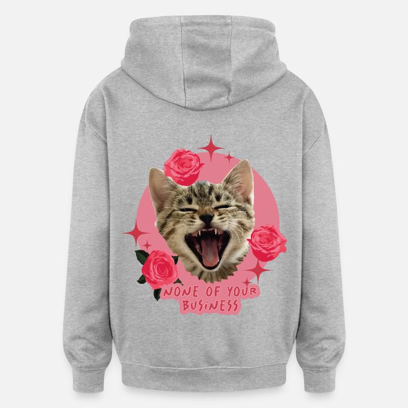 Cutesy Cat Statement T-Shirt - Oversize unisex hoodie - grå meleret