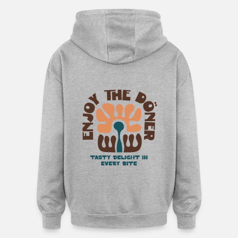 Plaisir du kebab - Sweat à capuche oversize unisexe - gris chiné