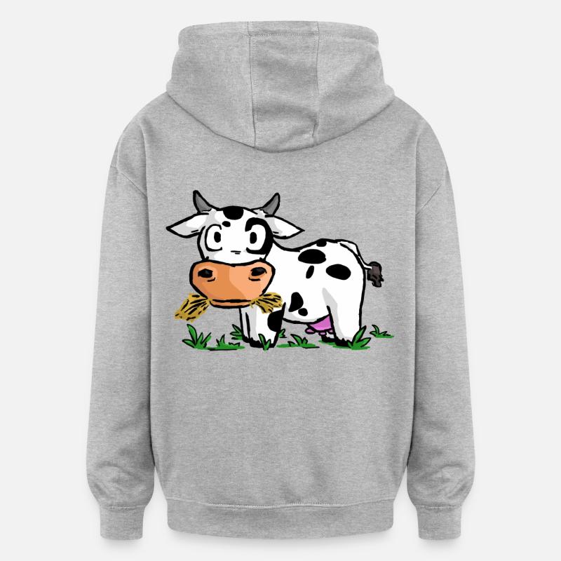 la vache - Sweat à capuche oversize unisexe - gris chiné