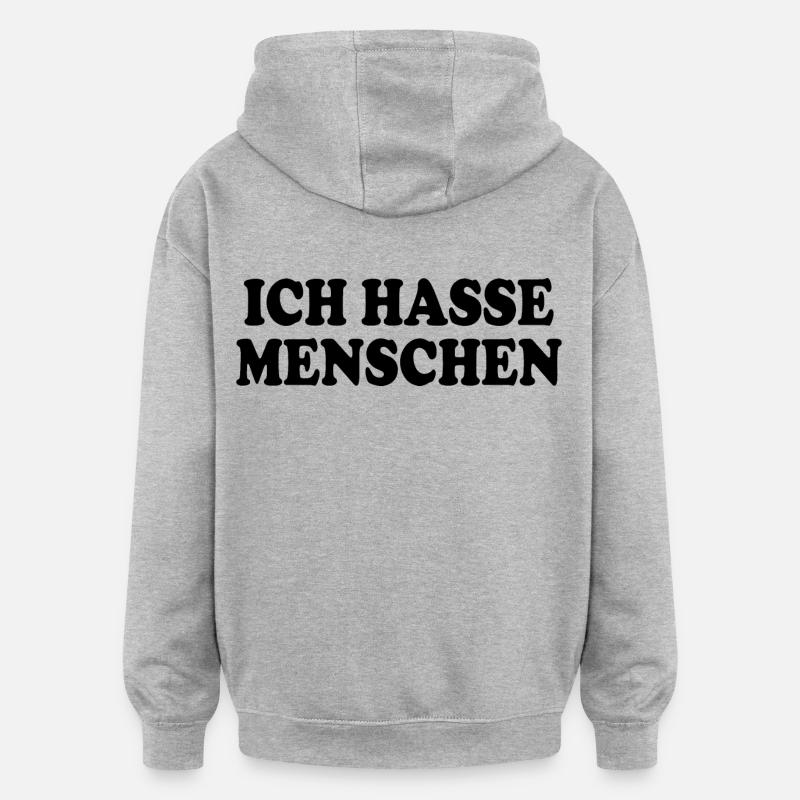 Je déteste les gens - Sweat à capuche oversize unisexe - gris chiné