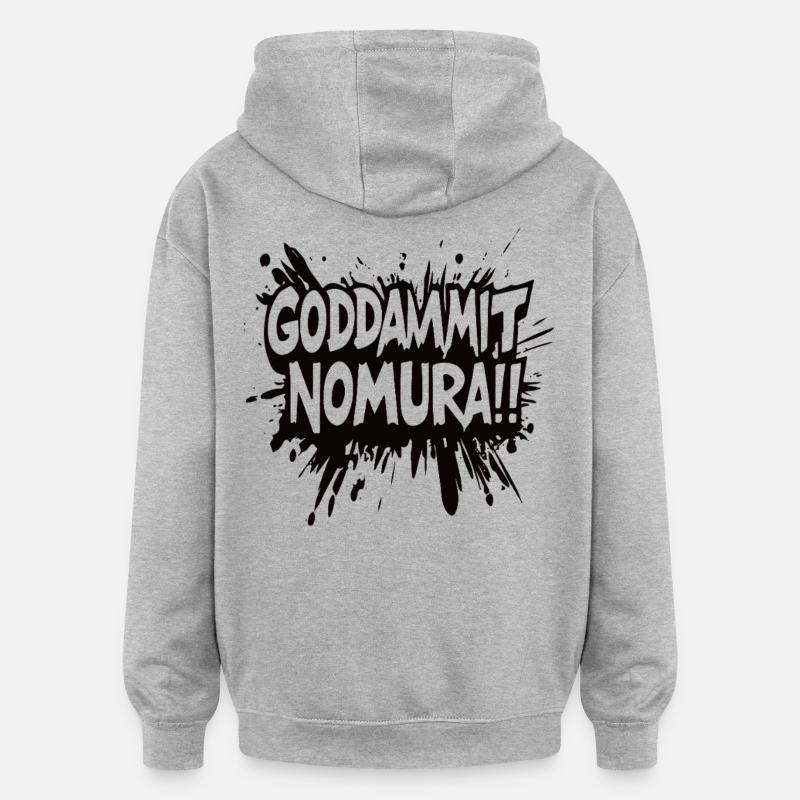 Goddammit Nomura – Conception d’éclaboussures - Sweat à capuche oversize unisexe - gris chiné