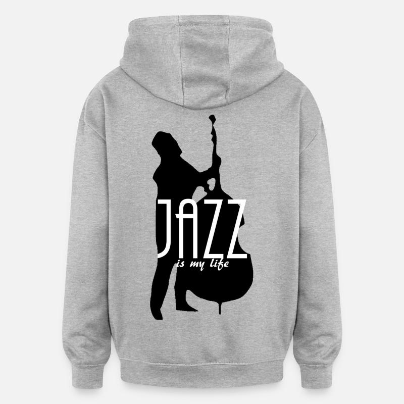 jazz is my life - Sweat à capuche oversize unisexe - gris chiné