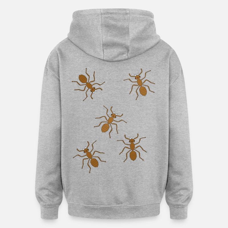 fourmis insectes insecte fourmi - Sweat à capuche oversize unisexe - gris chiné