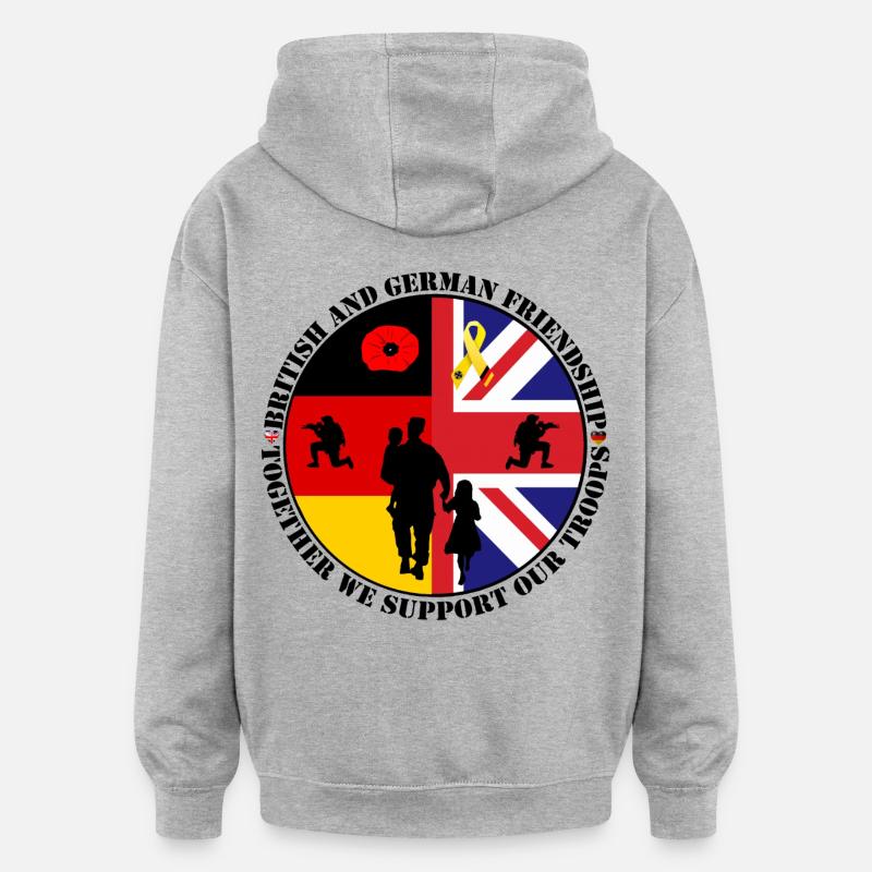 german_british_friedship - Sweat à capuche oversize unisexe - gris chiné