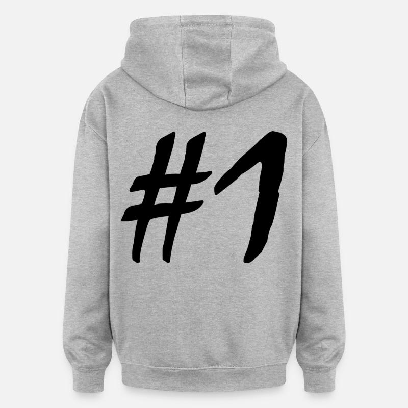 #1 - Sweat à capuche oversize unisexe - gris chiné