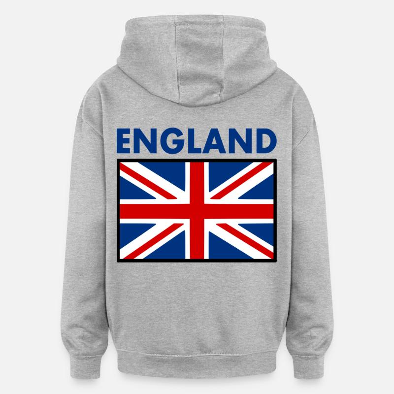 angleterre - Sweat à capuche oversize unisexe - gris chiné