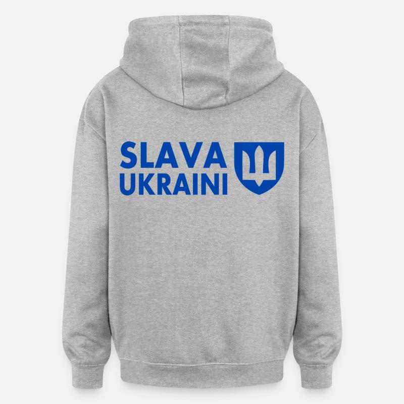 Slava ukraini - Sweat à capuche oversize unisexe - gris chiné