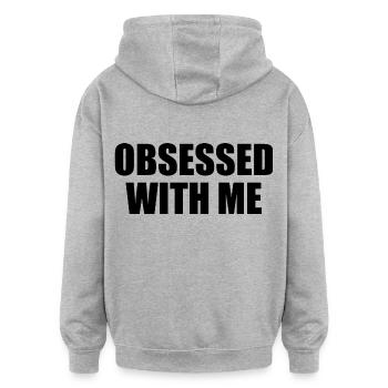 obsessed with me - Sweat à capuche oversize unisexe - gris chiné - Dos - Noah (186cm)