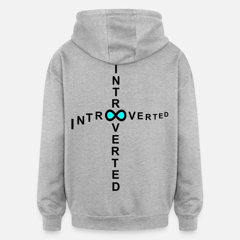 introverti - Sweat à capuche oversize unisexe - gris chiné