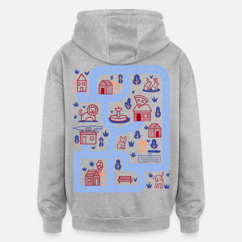 Rue de jeu - Sweat à capuche oversize unisexe - gris chiné