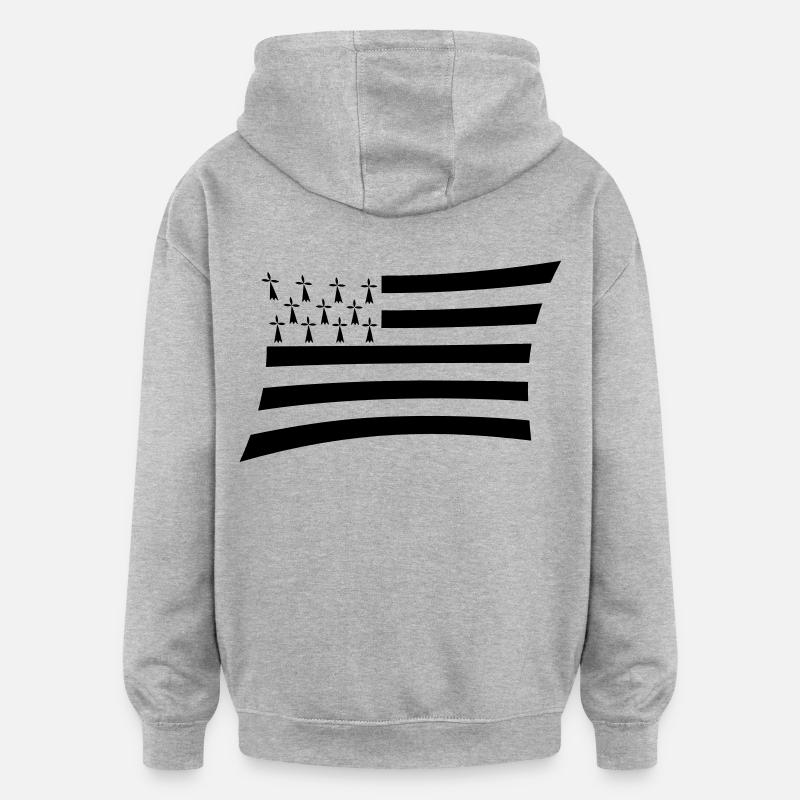 Drapeau Breizh - Sweat à capuche oversize unisexe - gris chiné
