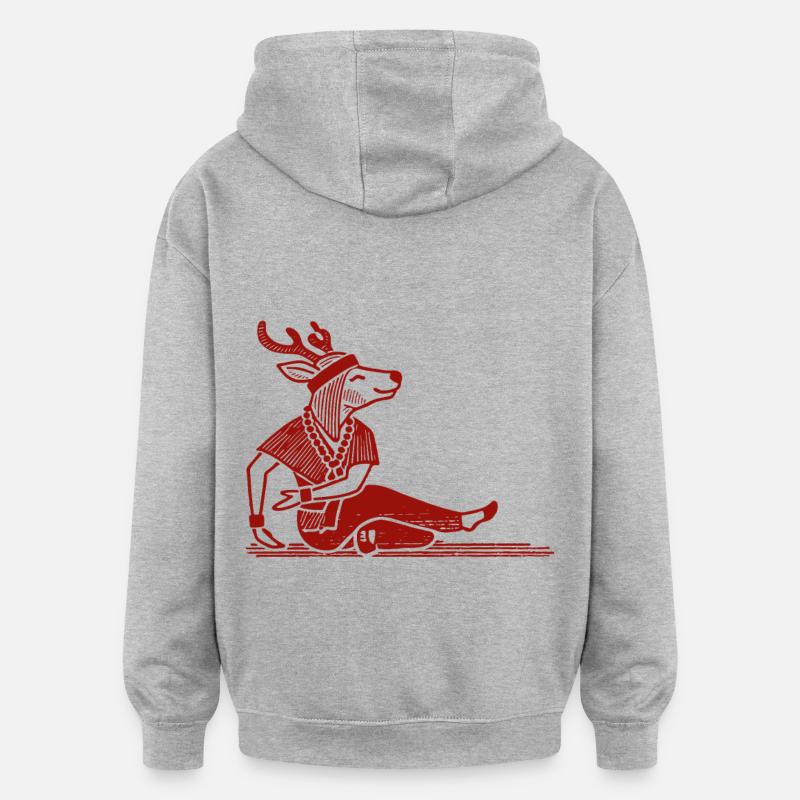 Yoga Renne Drôle Noël Design - Sweat à capuche oversize unisexe - gris chiné
