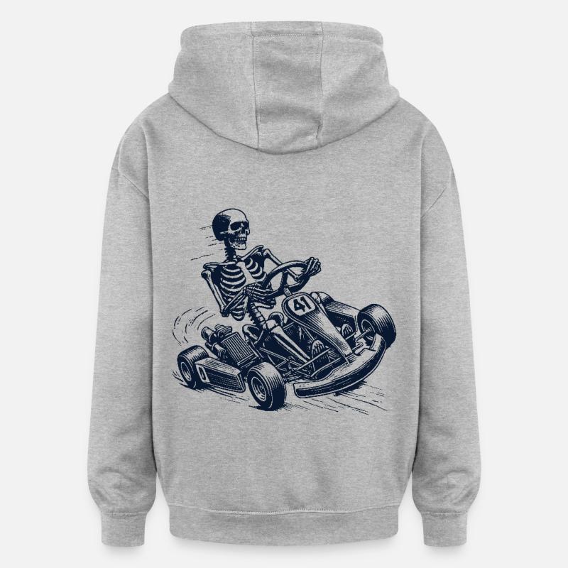 Skeleton Racer Go-Kart Adventure - Sweat à capuche oversize unisexe - gris chiné