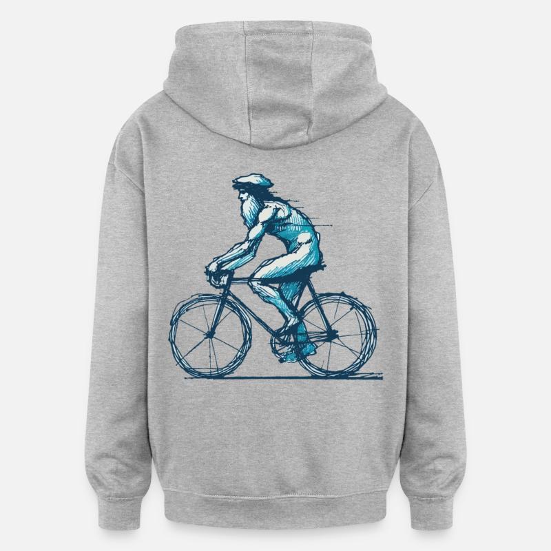 Cyclisme Vélo Oeuvre - Sweat à capuche oversize unisexe - gris chiné
