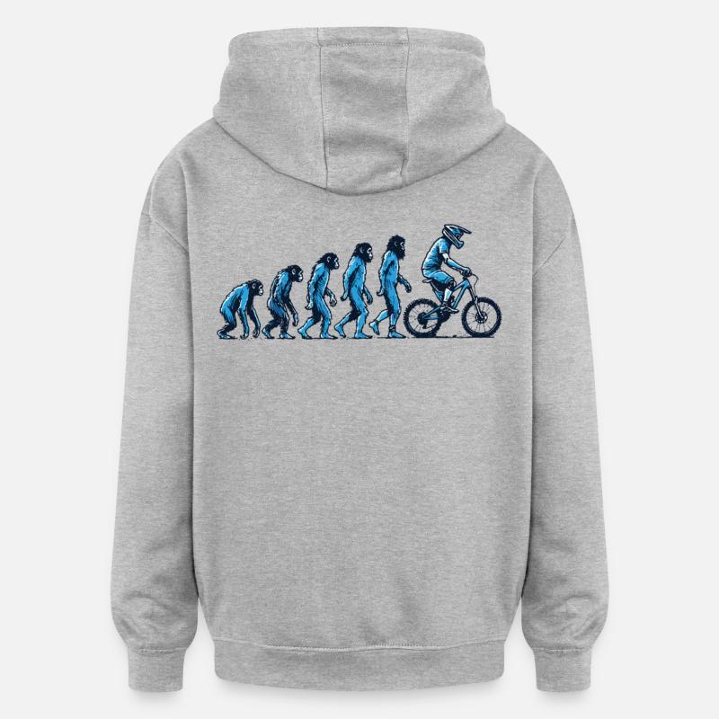 Evolution Vom Affen Zum Fahrradfahrer - Oversized Unisex Hoodie - Grau meliert