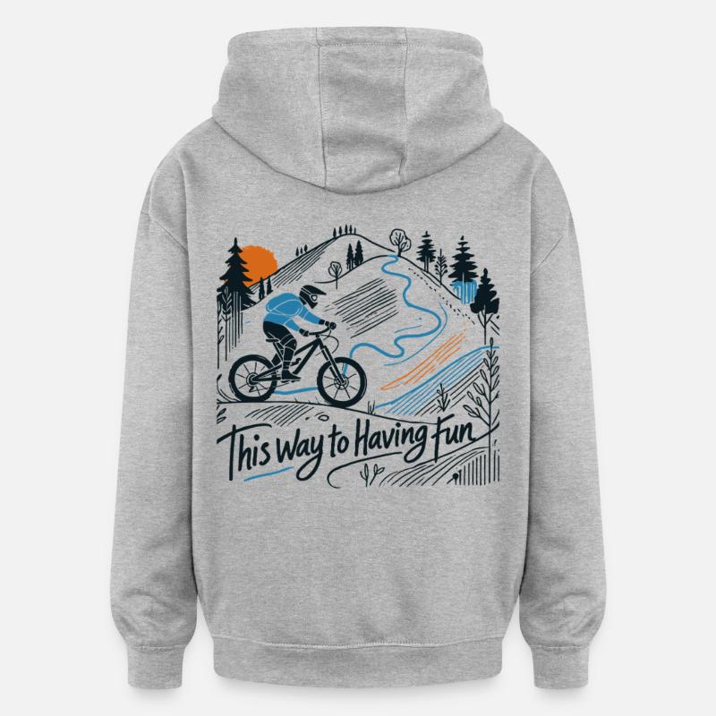 Aventure à vélo pour s’amuser - Sweat à capuche oversize unisexe - gris chiné