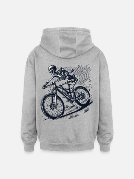 VTT Vélo Skeleton Adventure Retro - Sweat à capuche oversize unisexe - gris chiné
