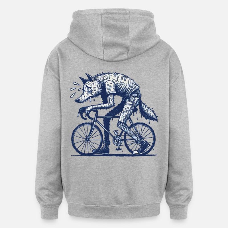 Bicycle Wolf Design Créatif Cyclisme - Sweat à capuche oversize unisexe - gris chiné