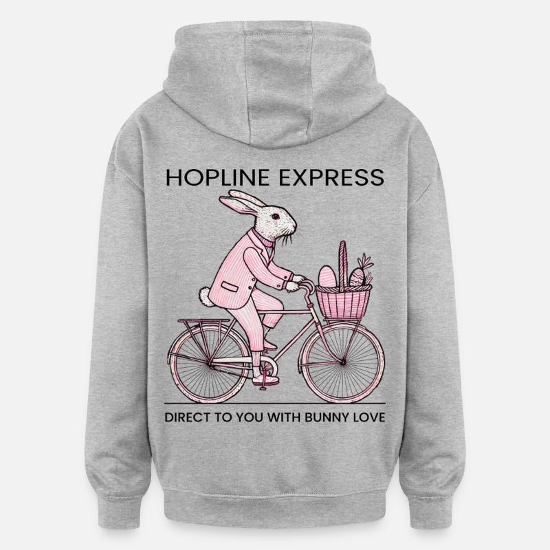 Easter HOPLINE EXPRESS Retro Bunny - Oversized Unisex Hoodie - heather grey