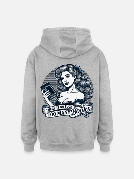 Retro bog Pigebog design til hyppige læsere - Oversize unisex hoodie - grå meleret