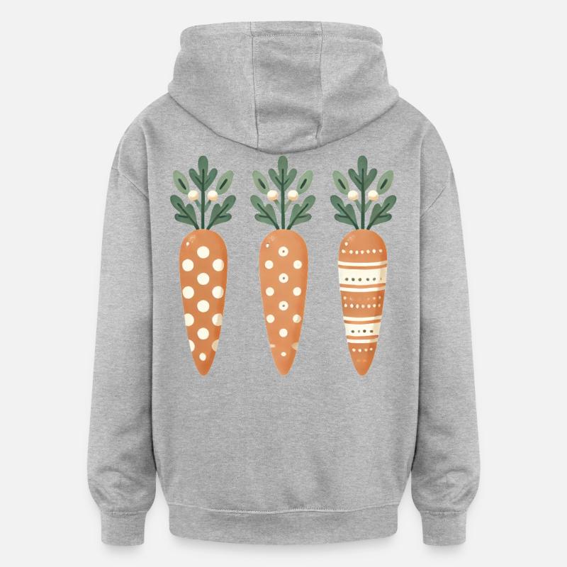 Cute Easter Carrot Pattern - Oversized Unisex Hoodie - heather grey