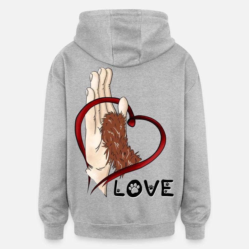 Amour de la patte - Patte brune - Sweat à capuche oversize unisexe - gris chiné